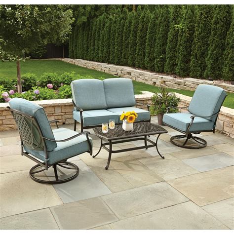 metal patio set with cushions